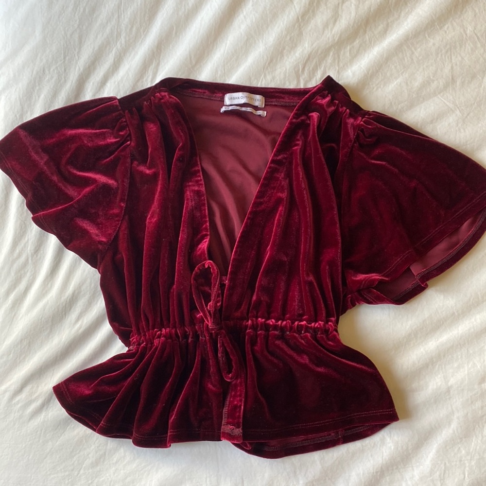 Urban Outfitters Velvet Deep-V Neck Top